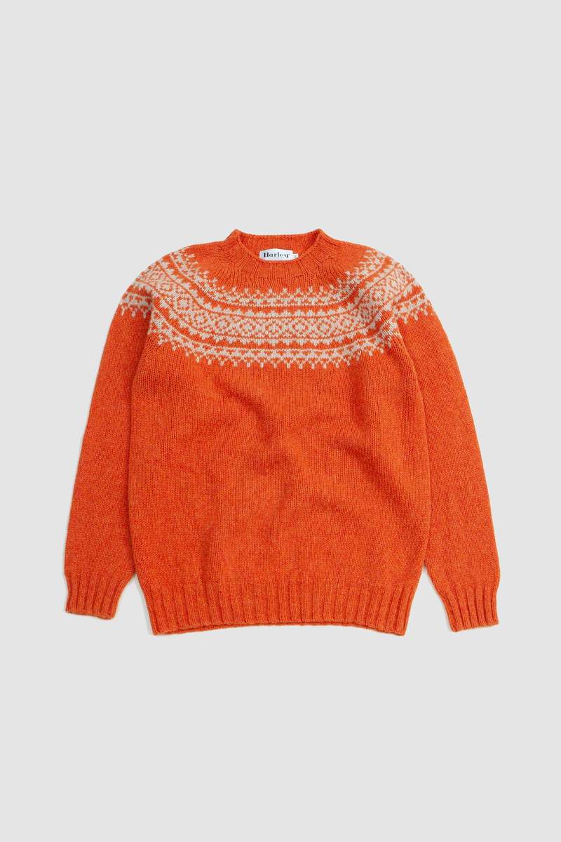 Harley of Scotland Yoke Crew Neck Sweater - Jaffa/Tusk