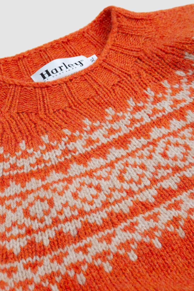 Harley of Scotland Yoke Crew Neck Sweater - Jaffa/Tusk