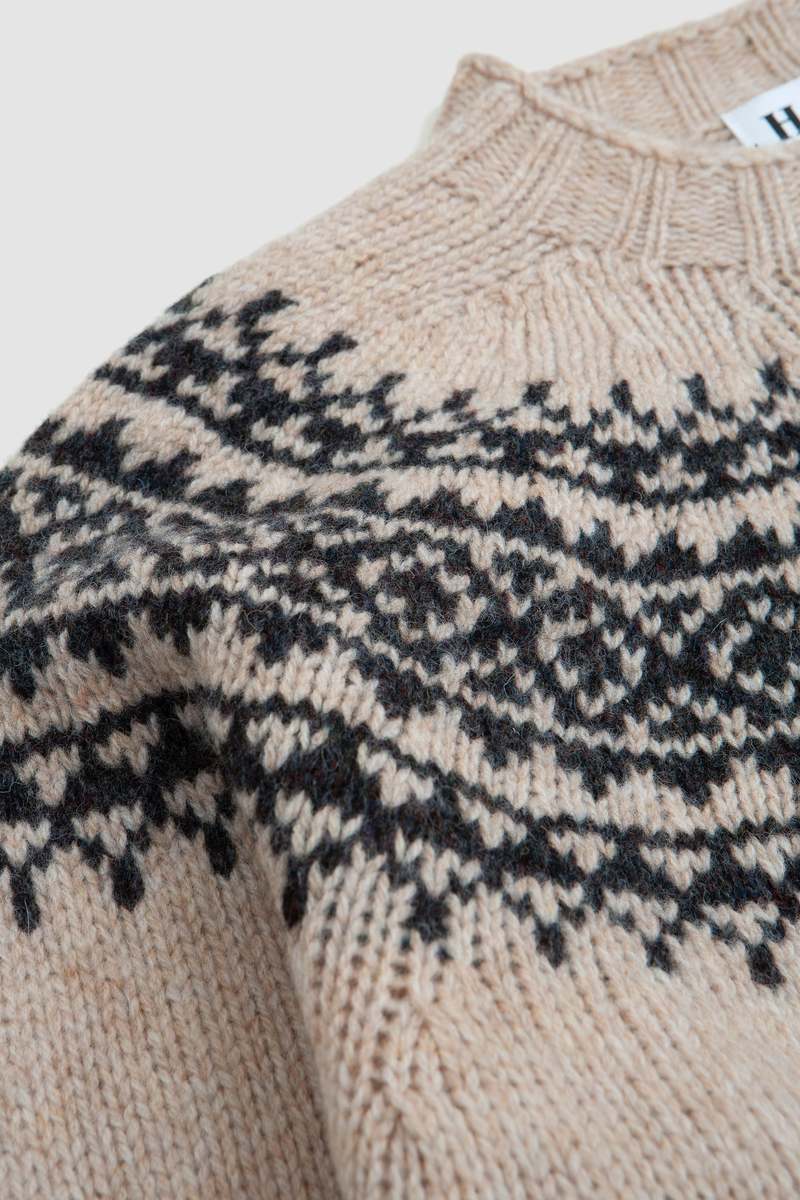 Harley of Scotland Yoke Crew Neck Sweater - Tusk/Smoulder