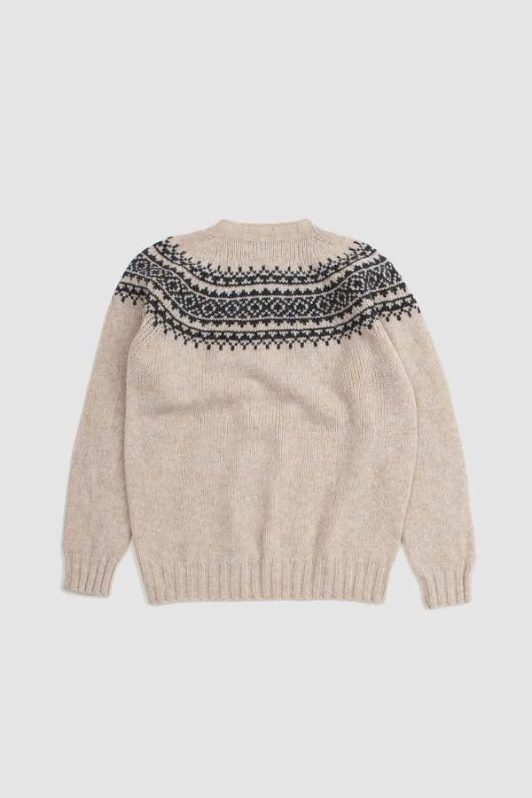 Harley of Scotland Yoke Crew Neck Sweater - Tusk/Smoulder