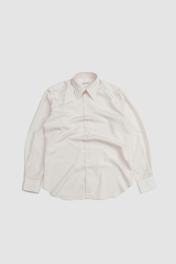 Husbands Italian Silk Poplin Silk Wide Collar Classic Fit Shirt