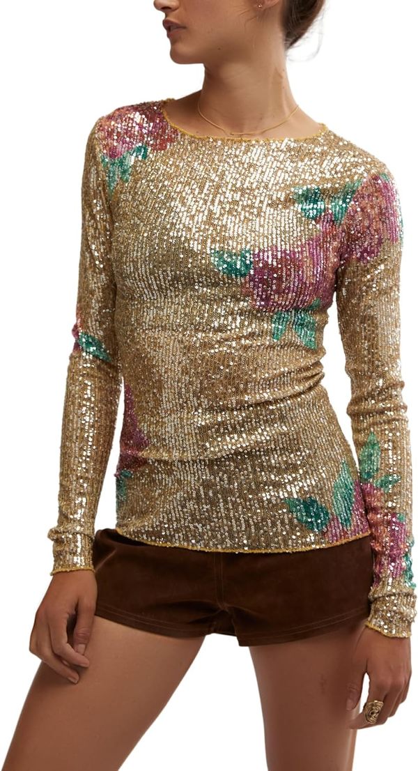 フリーピープル Free People Printed Gold Rush Long Sleeve レディース シャツ トップス Champagne Free-People-Women-s-Printed-