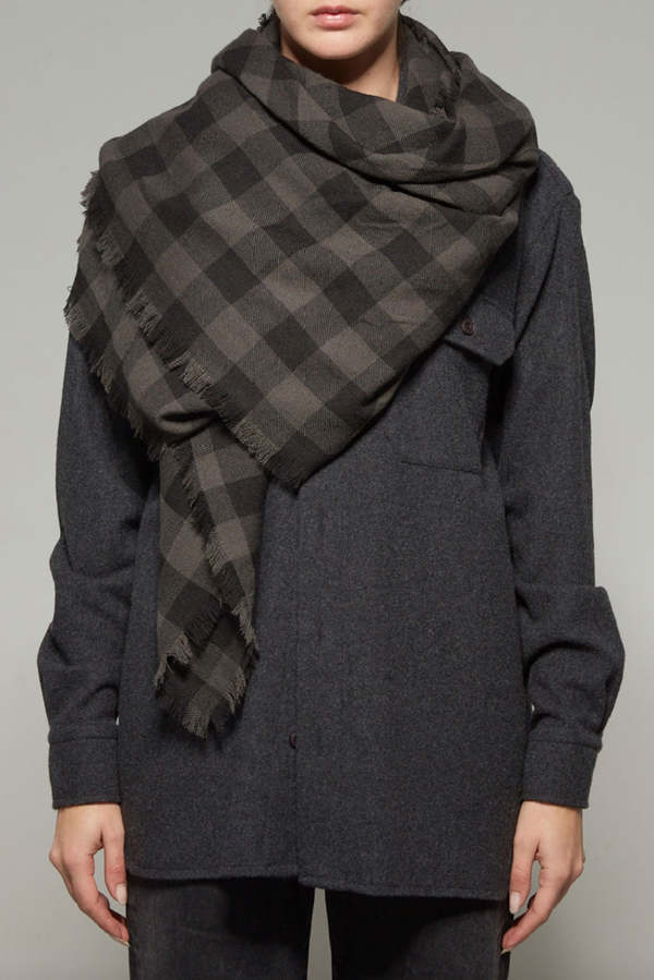 Destin Labra Scarf - Dark Grey Big Check
