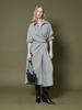 Maison De Ines Tie Wrap Shirts Dress - Khaki Gray - Thumbnail 2