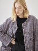 Maison De Ines Fringe Oversized Tweed Jacket - Pink/Black - Thumbnail 2