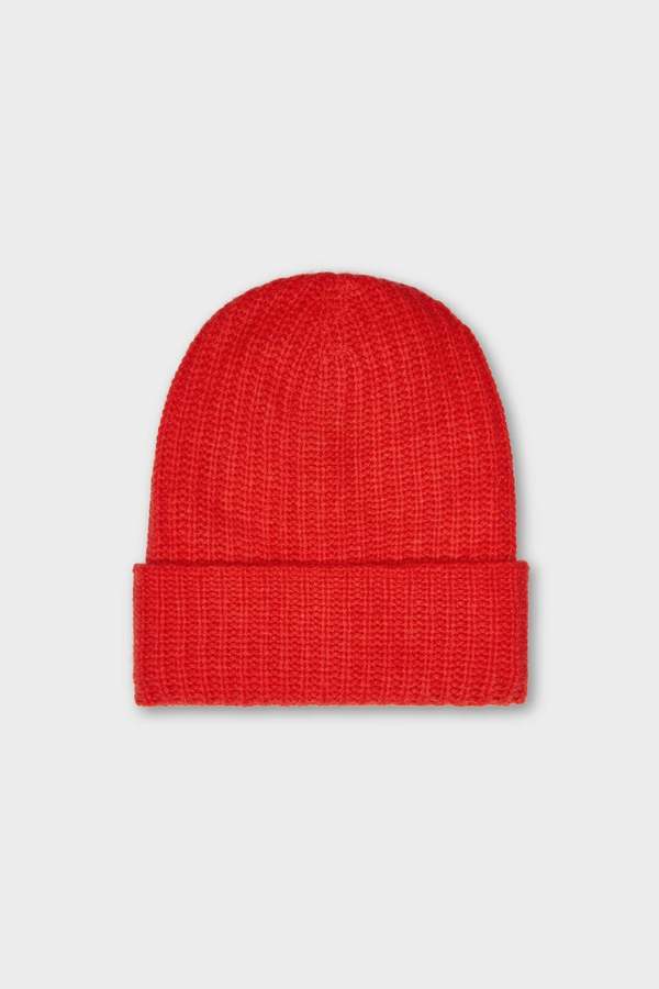 White + warren cashmere red beanie hat White + Warren - Plush Rib Beanie in Crimson Red – Blond Genius main image 4