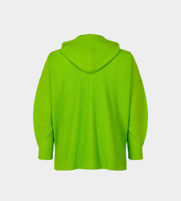Issey Miyake Pleated MC Hoodie - Yellow Green | Garmentory
