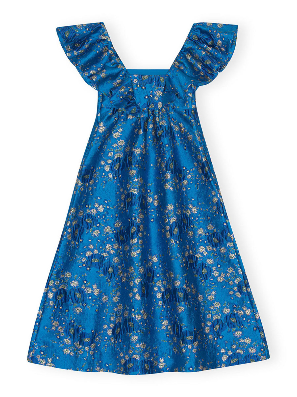 Ganni 3D Jacquard Ruffle Midi Dress | Garmentory