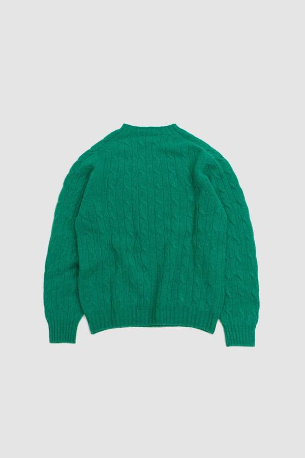 DRAKE'S Brushed Shetland Cable Crew Jumper - Pixie