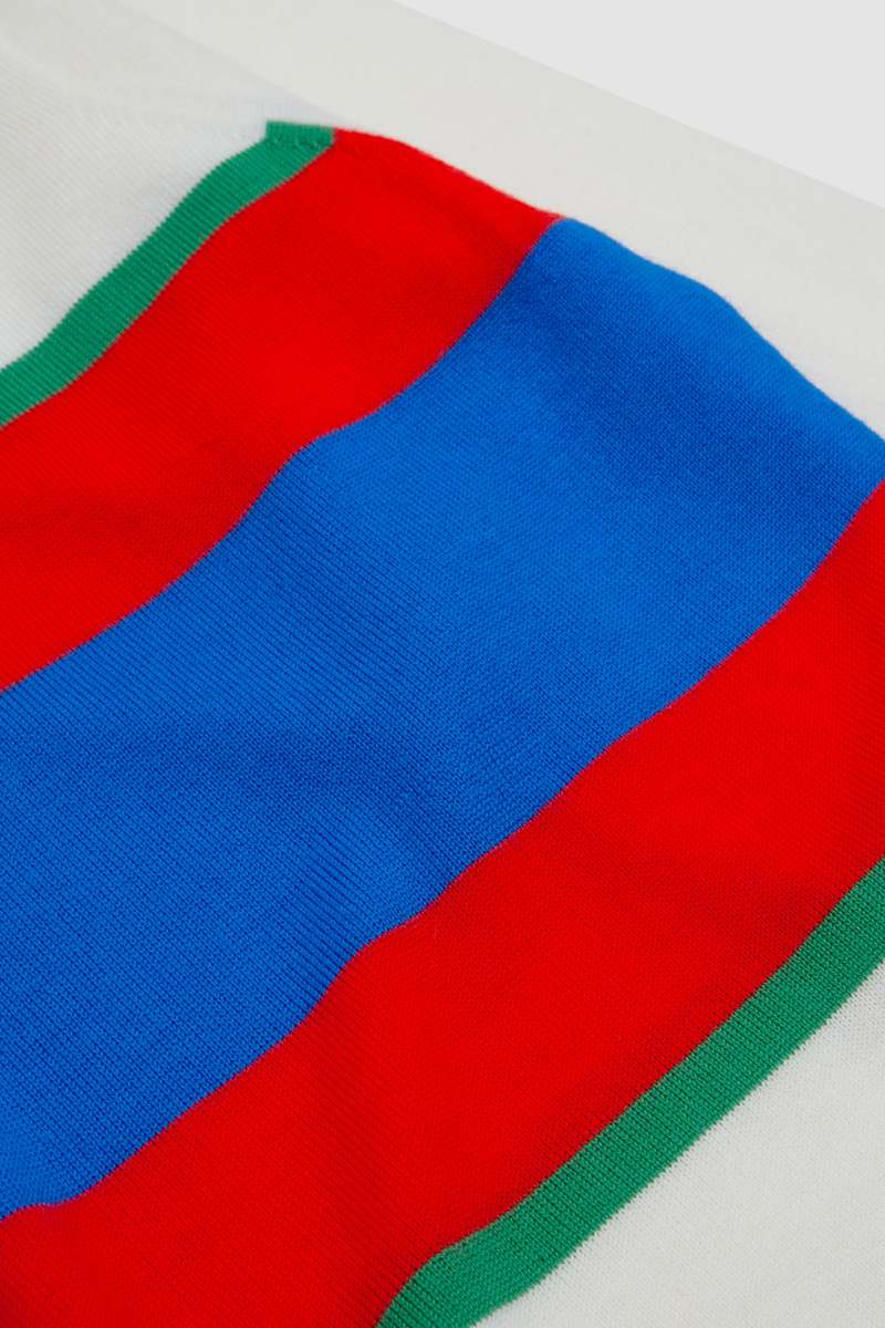 DRAKE'S Middle Stripe Knitted Rugby - Ecru
