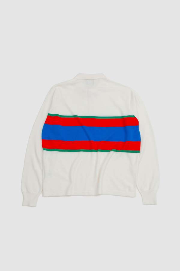 DRAKE'S Middle Stripe Knitted Rugby - Ecru