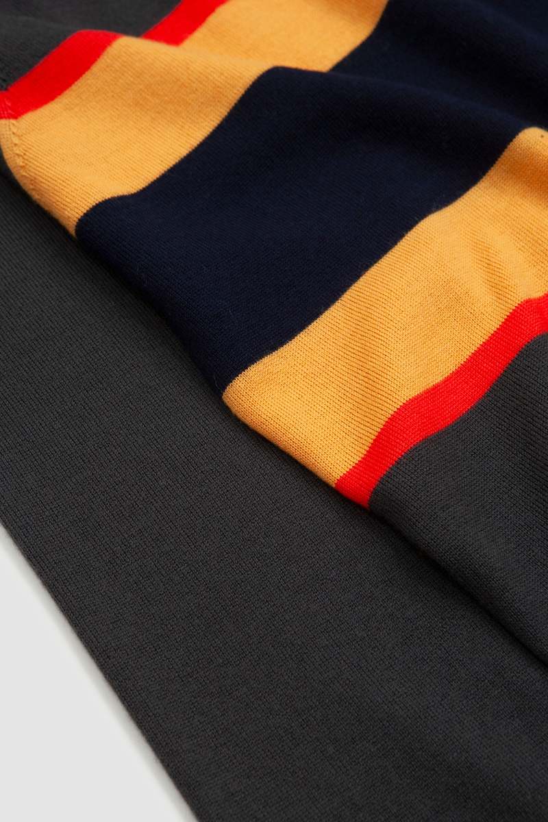 DRAKE'S Middle Stripe Knitted Rugby - Olive