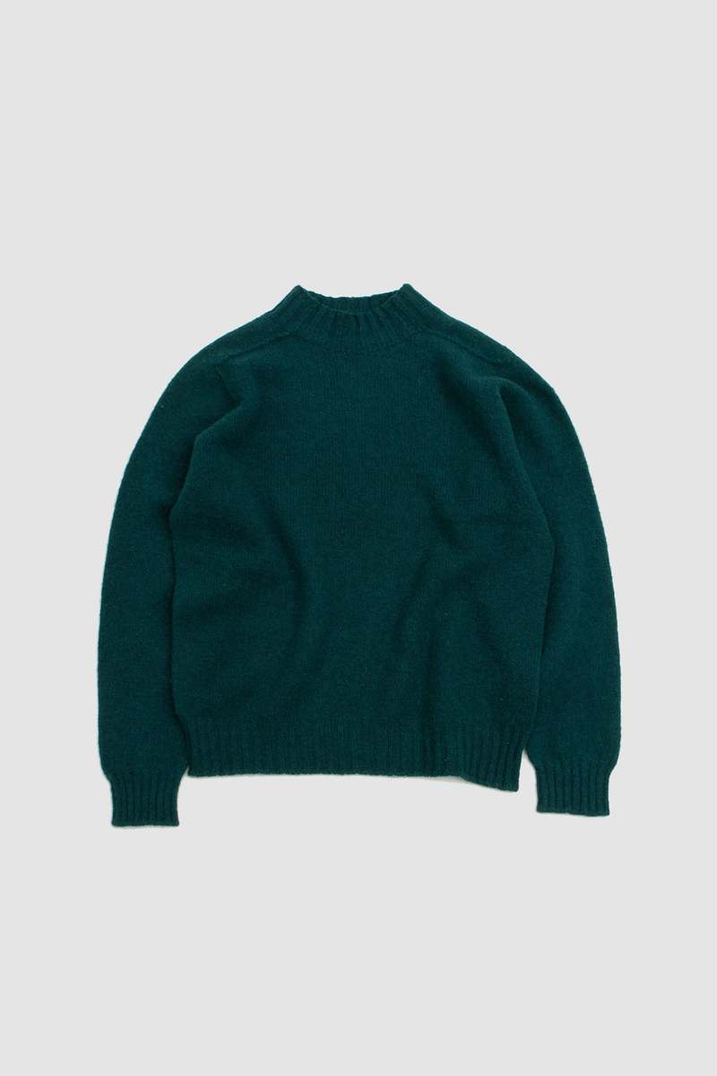 DRAKE'S Shetland Mock Neck Jumper - Forest