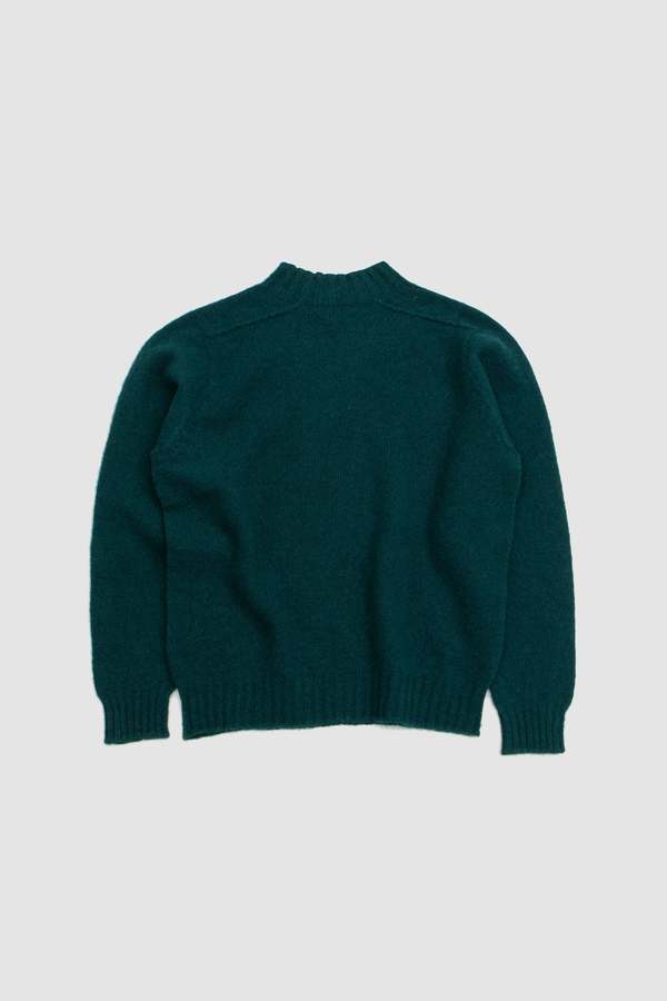 DRAKE'S Shetland Mock Neck Jumper - Forest