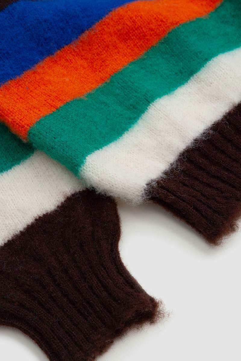 DRAKE'S Striped Brushed Shetland Crew Jumper
