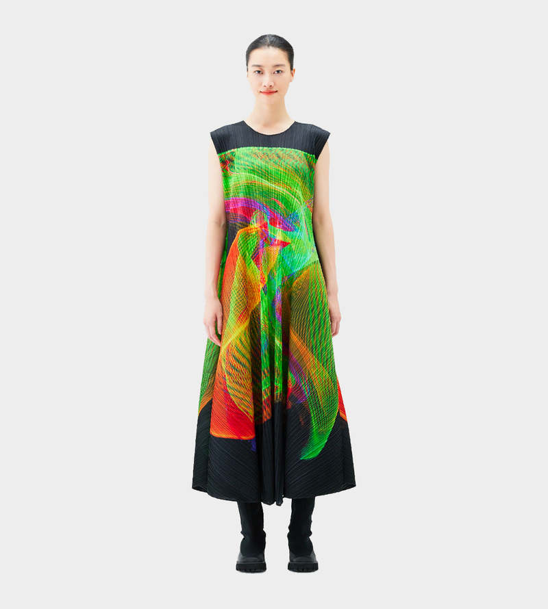 Pleats Please by Issey Miyake Spectrum Dress - Bright Green