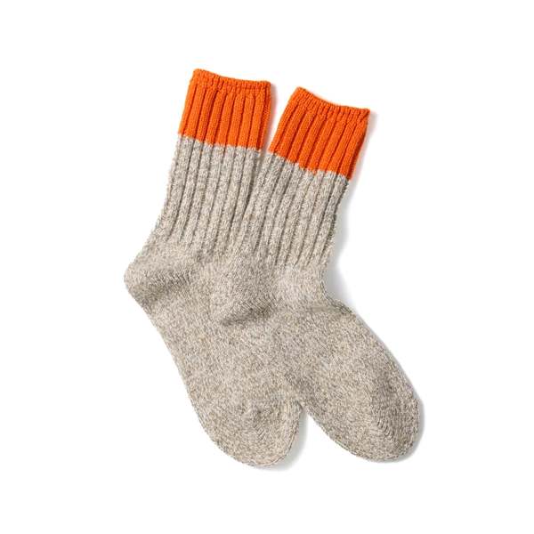 Rototo Merino Wool Ragged Socks Orange Garmentory