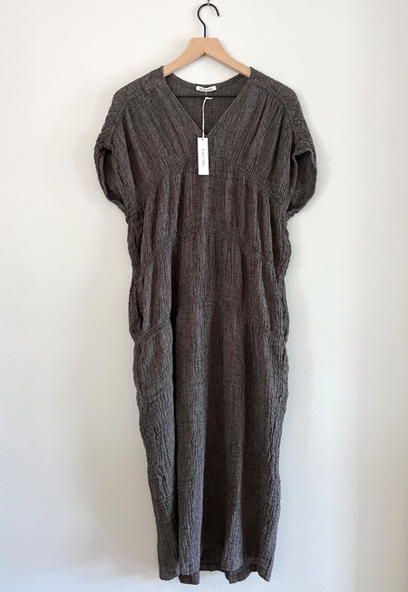 Black Crane Gathered Jumpsuit in newest dark charcoal linen and tencel XS