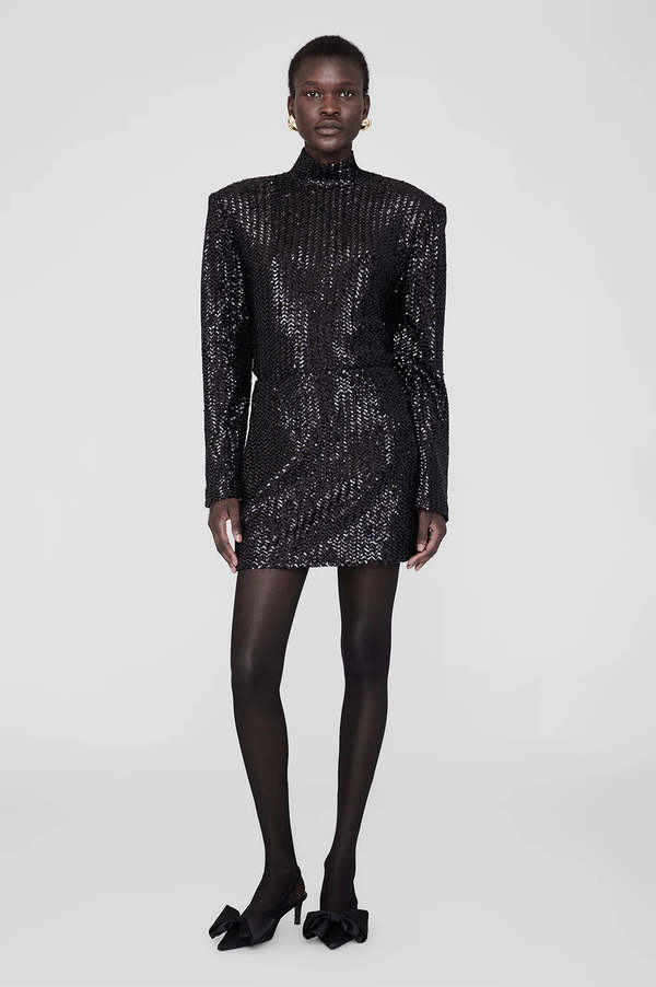 Anine Bing Tierra Skirt - Black Sequin