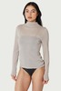 Find Me Now Lurex Mock Neck Top - Champagne - Thumbnail 1