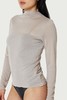 Find Me Now Lurex Mock Neck Top - Champagne - Thumbnail 2