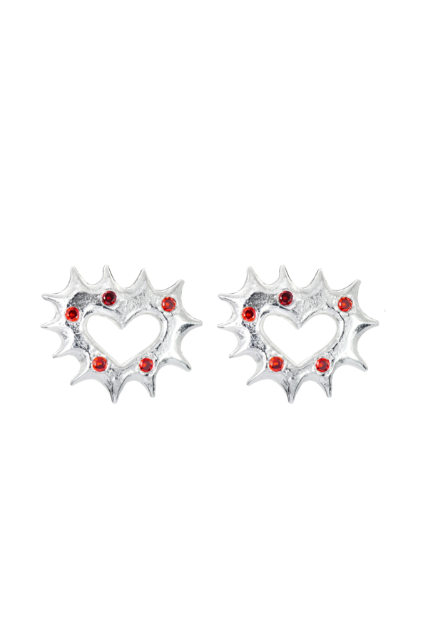 SUNDAY STEPHENS Spikey Heart Earrings - Silver