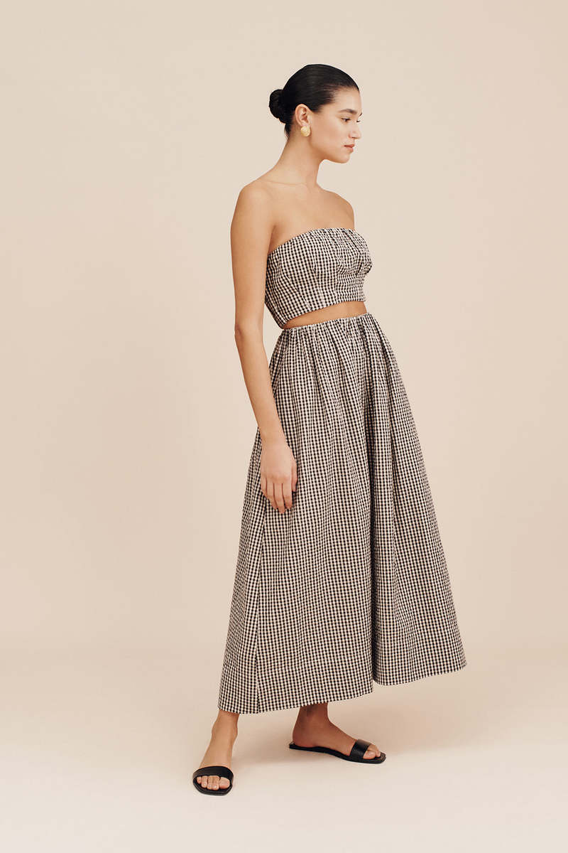 Posse Mira Bandeau Top - Black/Cream Gingham Posse Mira Bandeau Top - Black/Cream Gingham