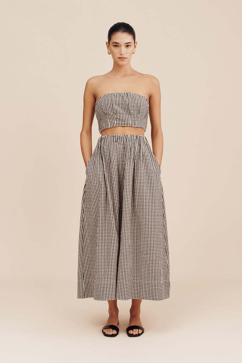 Posse Mira Bandeau Top - Black/Cream Gingham Posse Mira Bandeau Top - Black/Cream Gingham