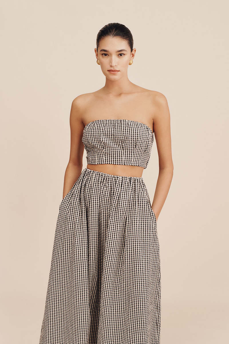 Posse Mira Bandeau Top - Black/Cream Gingham Posse Mira Bandeau Top - Black/Cream Gingham