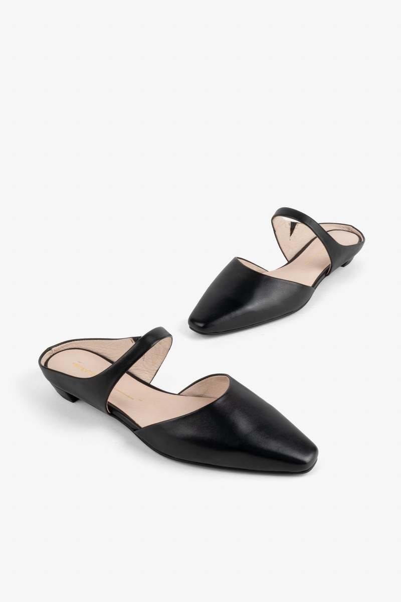 "INTENTIONALLY __________." LOURDES SLIP ON MULE - CLAY/BLACK/CREAM