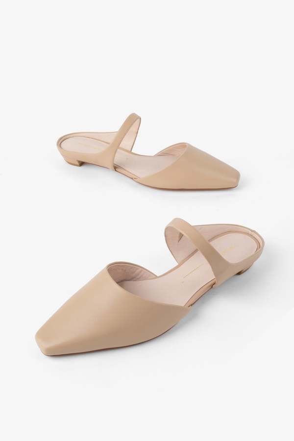 "INTENTIONALLY __________." LOURDES SLIP ON MULE - CLAY/BLACK/CREAM
