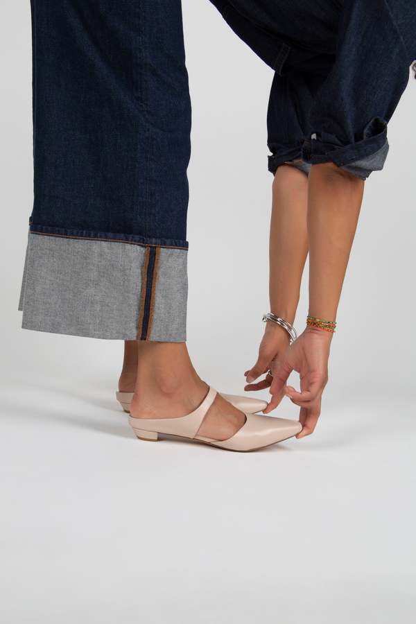 "INTENTIONALLY __________." LOURDES SLIP ON MULE - CLAY/BLACK/CREAM