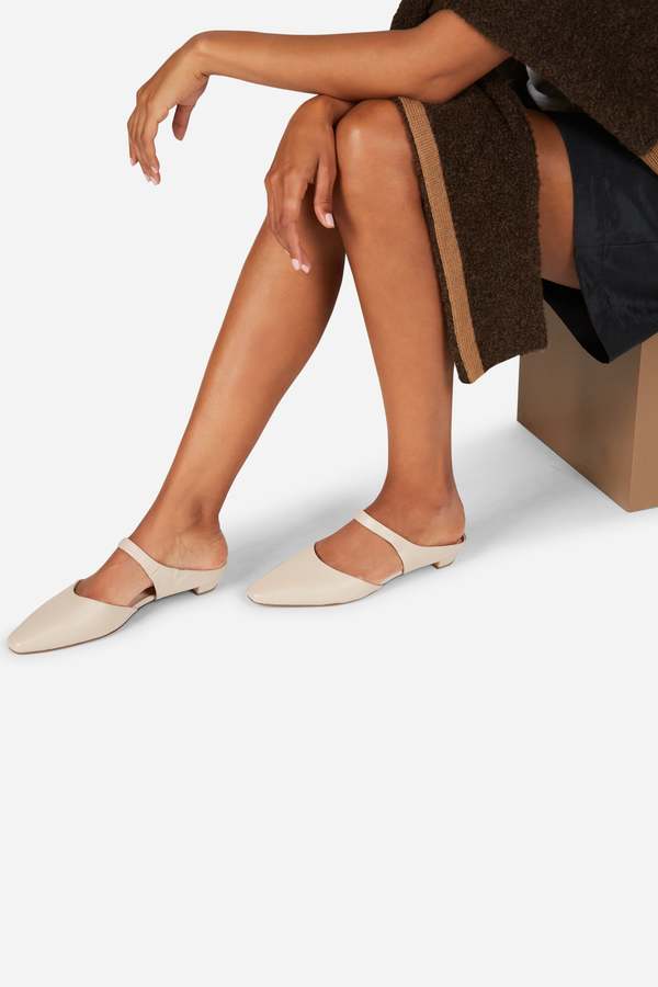 "INTENTIONALLY __________." LOURDES SLIP ON MULE - CLAY/BLACK/CREAM