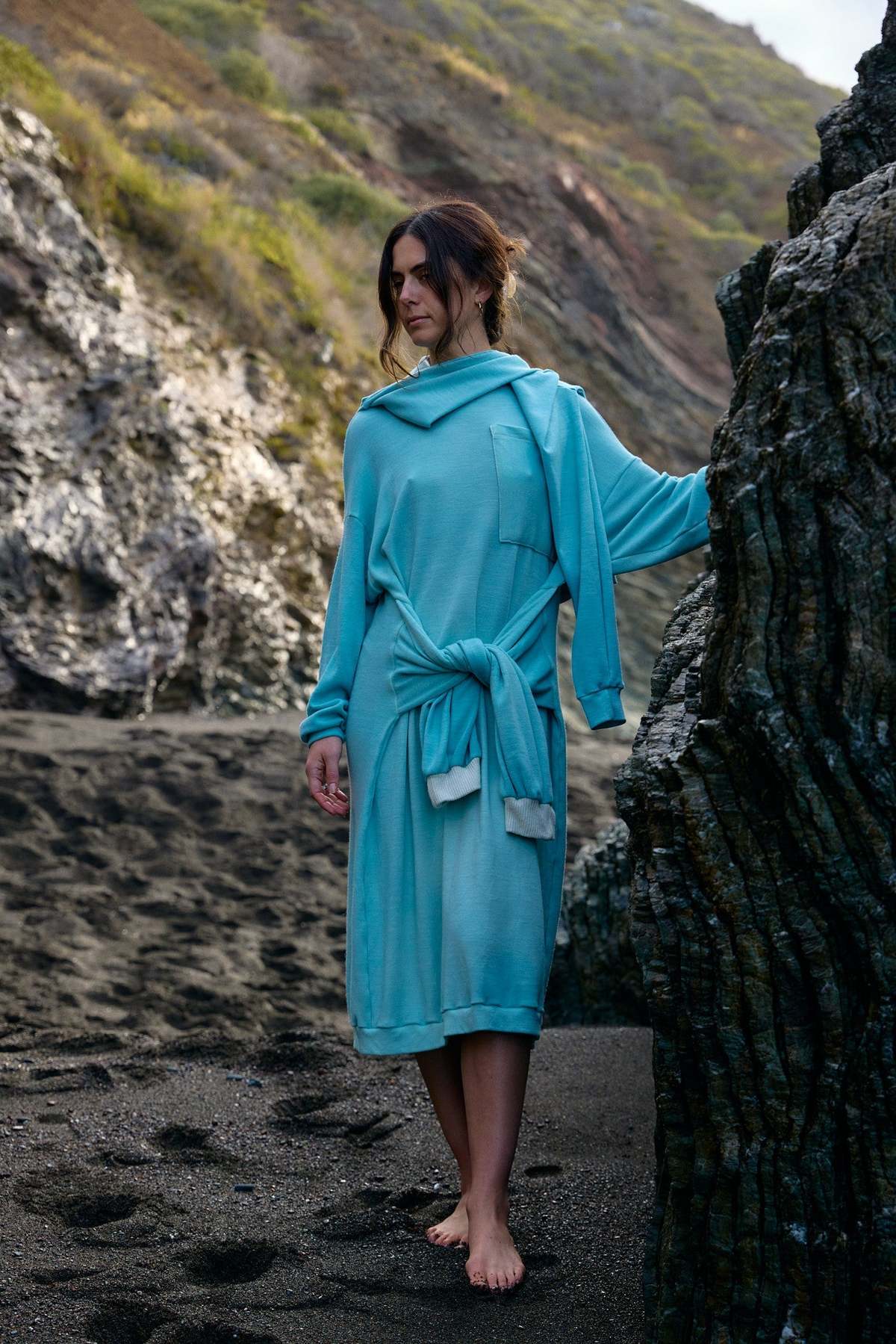 HERDERIN Wrapping Sleeves Midi Sweaterdress | Garmentory