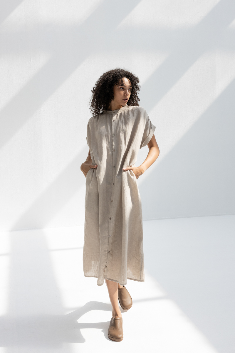 Ichi Antiquites Linen Washer Dress - Natural