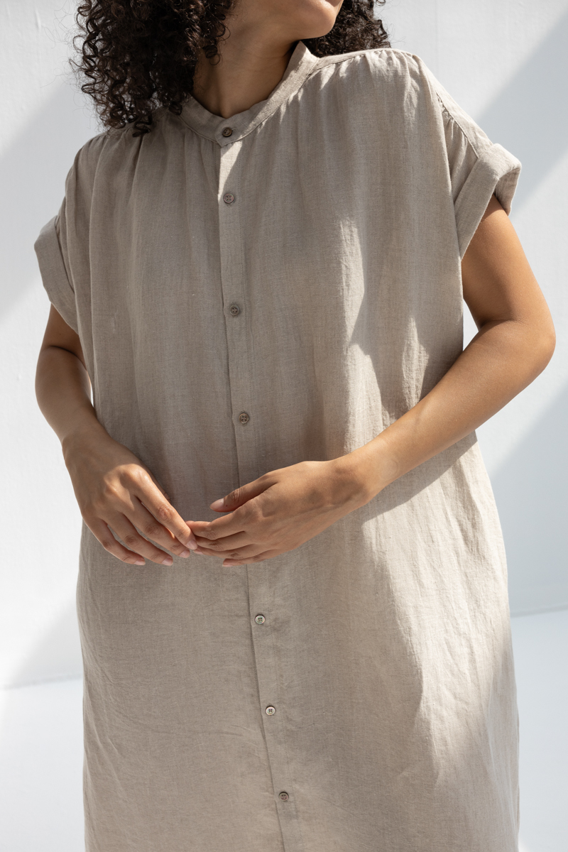 Ichi Antiquites Linen Washer Dress - Natural