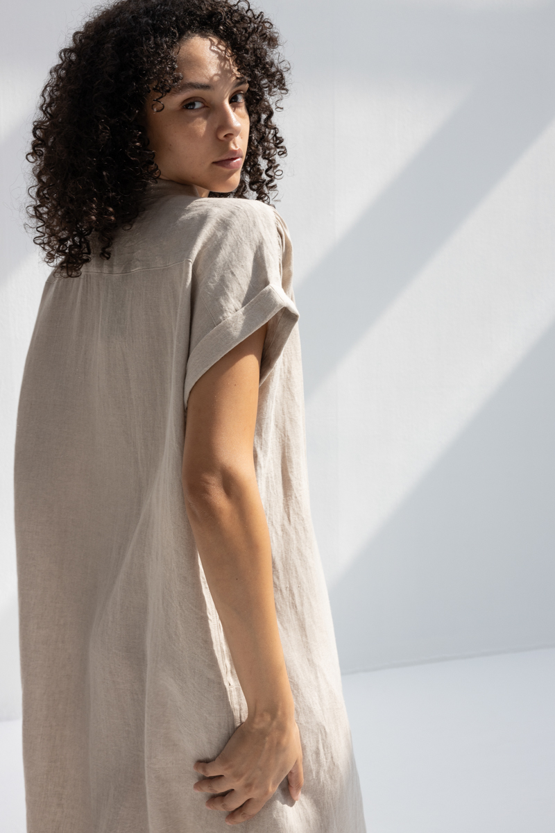 Ichi Antiquites Linen Washer Dress - Natural