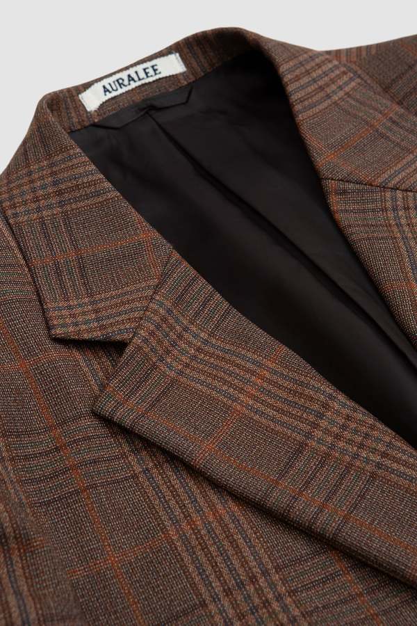 Auralee Bluefaced Wool Check Jacket - Brown | Garmentory