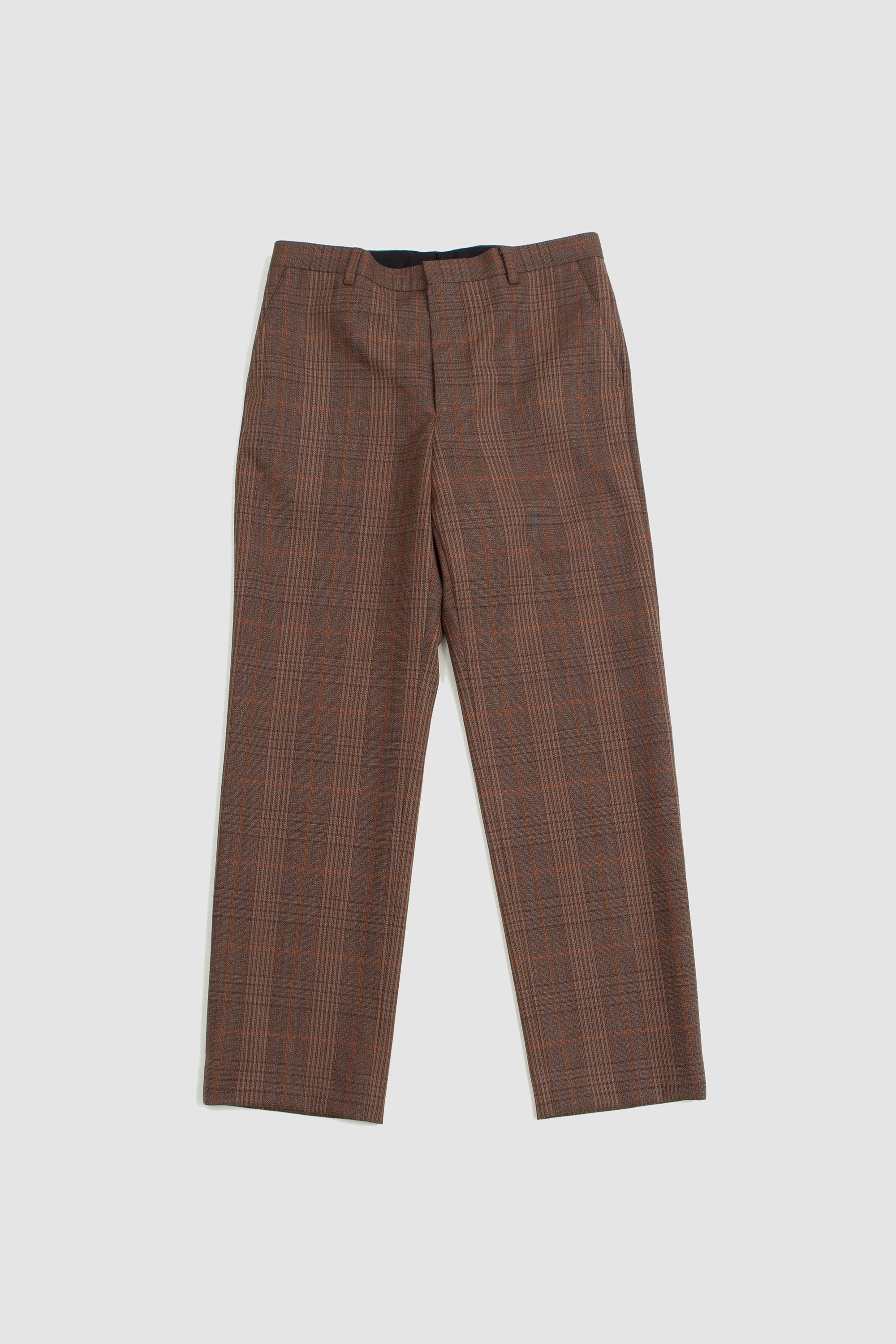 Auralee Bluefaced Wool Check Slacks - Brown | Garmentory