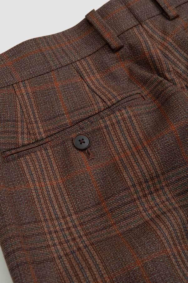 Auralee Bluefaced Wool Check Slacks - Brown | Garmentory