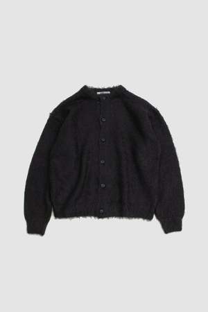 Auralee Brushed Super Kid Mohair Knit Cardigan - Ink Black