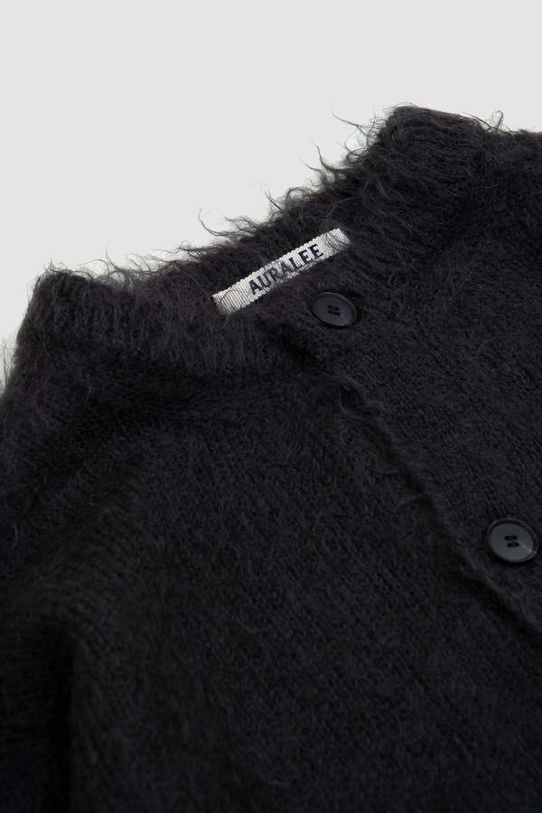 Auralee Brushed Super Kid Mohair Knit Cardigan - Ink Black