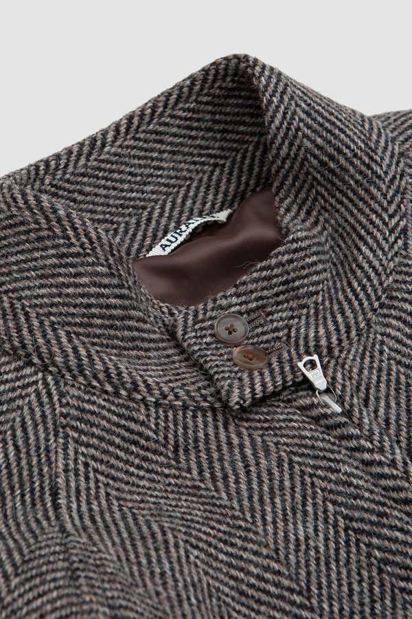 Auralee Lama Shetland Wool Tweed Zip Blouson - Khaki | Garmentory
