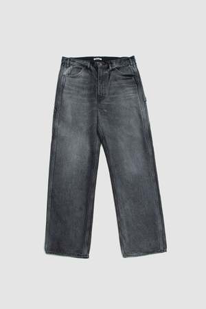 Auralee Selvedge Faded Heavy Denim Painter Pants - Faded Black
