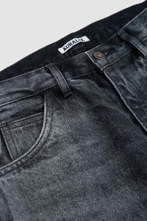 Auralee Selvedge Faded Heavy Denim Painter Pants - Faded Black