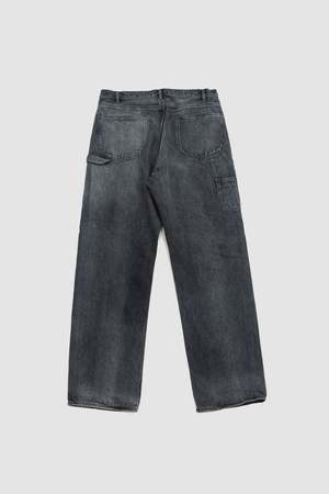 Auralee Selvedge Faded Heavy Denim Painter Pants - Faded Black