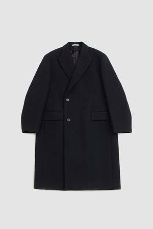 Auralee Sponge Wool Melton Chesterfield Coat - Dark Navy | Garmentory