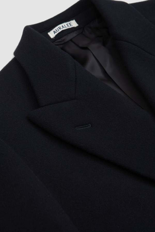 Auralee Sponge Wool Melton Chesterfield Coat - Dark Navy | Garmentory