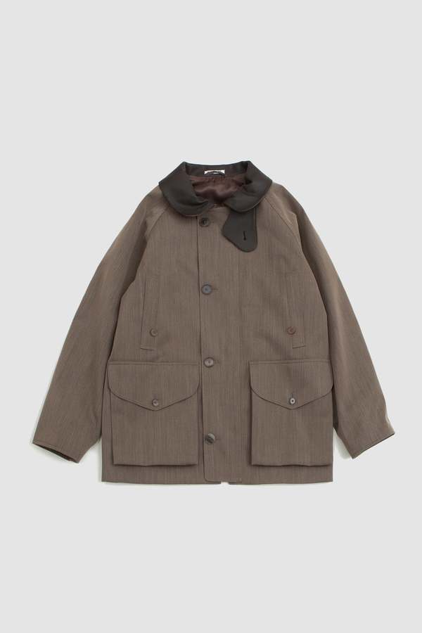 Auralee Wool Cavarly Twill Laminate Hunting Blouson - Olive Brown