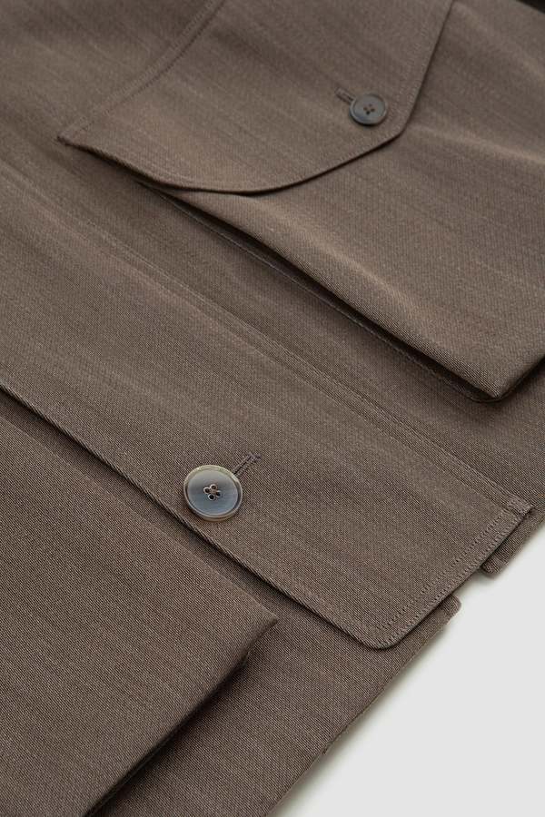 Auralee Wool Cavarly Twill Laminate Hunting Blouson - Olive Brown